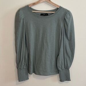 Pomander Place Puff Sleeve Long Sleeve Cotton Blouse